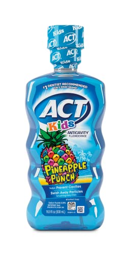 ACT Kids Anticavity Fluoride Rinse Pineapple Punch 16.9 fl. oz. with Cup and Toothpaste Wild Watermelon 4.6 oz.
