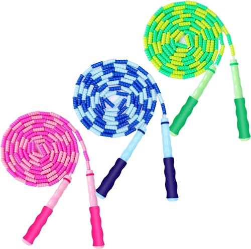 GRAWUN Jump Rope For Kids, Soft Beaded Jump Rope, Adjustable Length Tangle-Free Segmented Soft Beaded Skipping Rope, for Women, Men and Kids Keeping Fit, Workout and Weight Loss