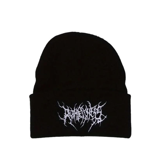 Black White Beanie Hat Men Stylish Gothic Scar Embroidery Knitted Fashion Winter Cap Street Ski Skull Soft Warm Unisex Women Teens