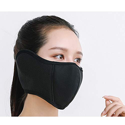 E-jades 2PCS Winter Black Half Face Mask Washable Reusable for Men Women Unisex Running,Cycling,Bicycle,Motorcycle,Skiing,Snowboard, Nose and Mouth Windproof Facemask Balaclava for Outdoor Earmuffs