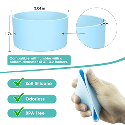 Upgrade 2PCS Protective Silicone Boot Bumper for Stanley Quencher Adventure 40oz 30oz IceFlow 20oz 30oz Tumbler, Water Bottle Bottom Sleeve Cover Accessories for Stanley Mug Cup(Cyan+Blue)