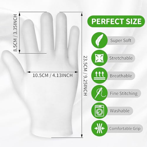 Sibba 3 Pairs Touch Screen Moisturizing Gloves White Cotton Moisturizing Gloves Overnight Bedtime Heal Eczema Sleeping Lotion Hand Spa Treatment Gloves Repair Rough Cracked Dry Chapped Hands Skin