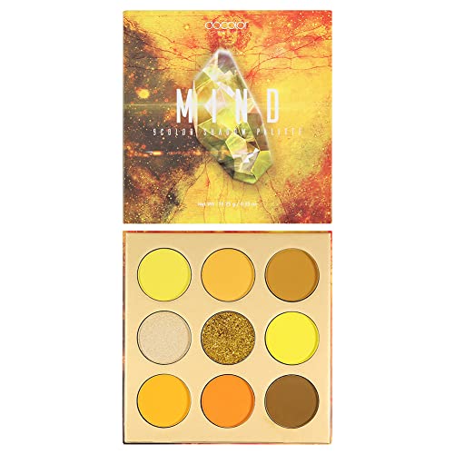 docolor Eyeshadow Palette 9 Colors Yellow Eyeshadow Gemstone Shadow Palette Highly Pigmented Mattes Shimmers Naked Smokey Glitter Cream Colorful Powder Blendable Long Lasting Waterproof Makeup Palette