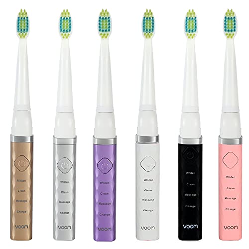 Voom Sonic Pro 3 Rechargeable Electric Toothbrush With Soft Dupont Nylon Bristles Dentist Recommended Portable Oral Care 2-Minute Timer 3 Adjustable Speeds Light Weight Design - Purple