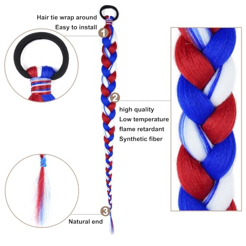 2 Pack Long Braided Ponytail Extension with Hair Tie Straight Wrap Around Hair Extensions Ponytail(6#)