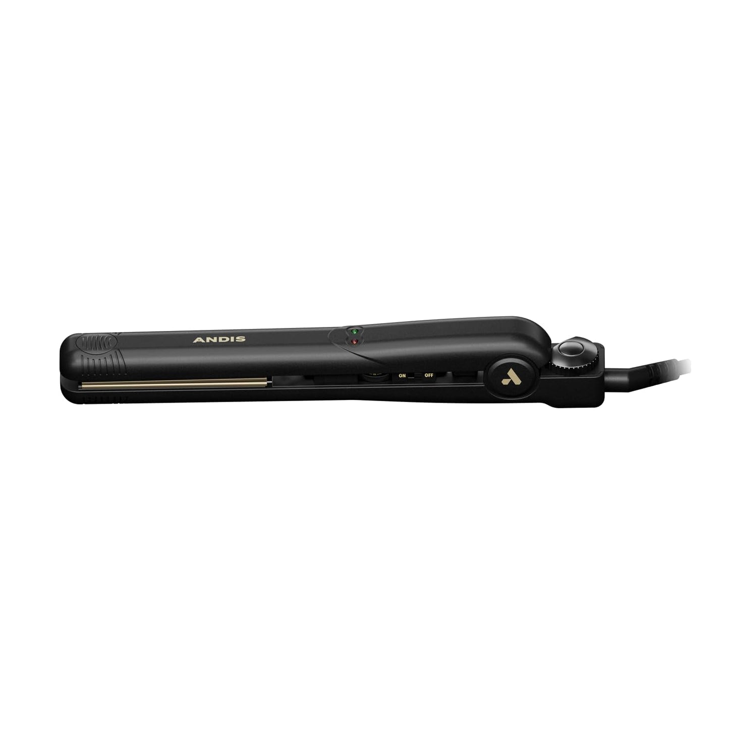 Andis 67615 Professional High Heat 1-inch Ceramic Tourmaline Ionic Flat Iron - Fast, Frizz-Free Ceramic Hair Straightener, Gentle Glide for Waves, Curls, and Smooth Hair, Black/Gold