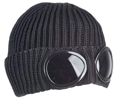 BIGFOOT Goggle Hat, Beanie Style with Ribbed Knit Cuff for Winter - Unisex Black