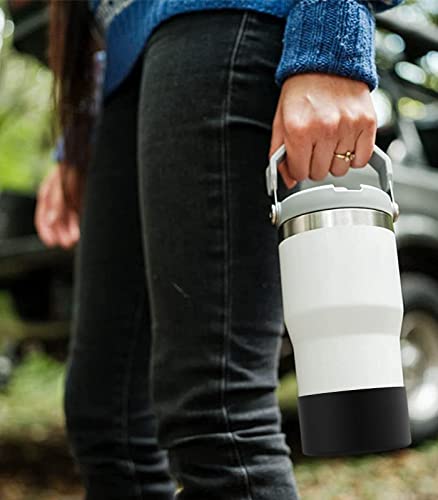 Upgrade 2PCS Protective Silicone Boot Bumper for Stanley Quencher Adventure 40oz 30oz IceFlow 20oz 30oz Tumbler, Water Bottle Bottom Sleeve Cover Accessories for Stanley Mug Cup(Cyan+Blue)