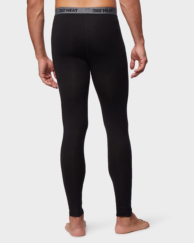 32° Degrees Men's Lightweight Baselayer Legging | Form Fitting | 4-Way Stretch | Thermal, Black, Small