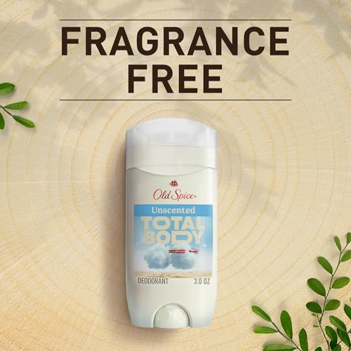 Old Spice Whole Body Deodorant for Men, Total Body Deodorant, Unscented, Aluminum Free Deodorant Stick for 24/7 Freshness // Dermatologist Tested Whole Body Deodorant, 3.0 oz