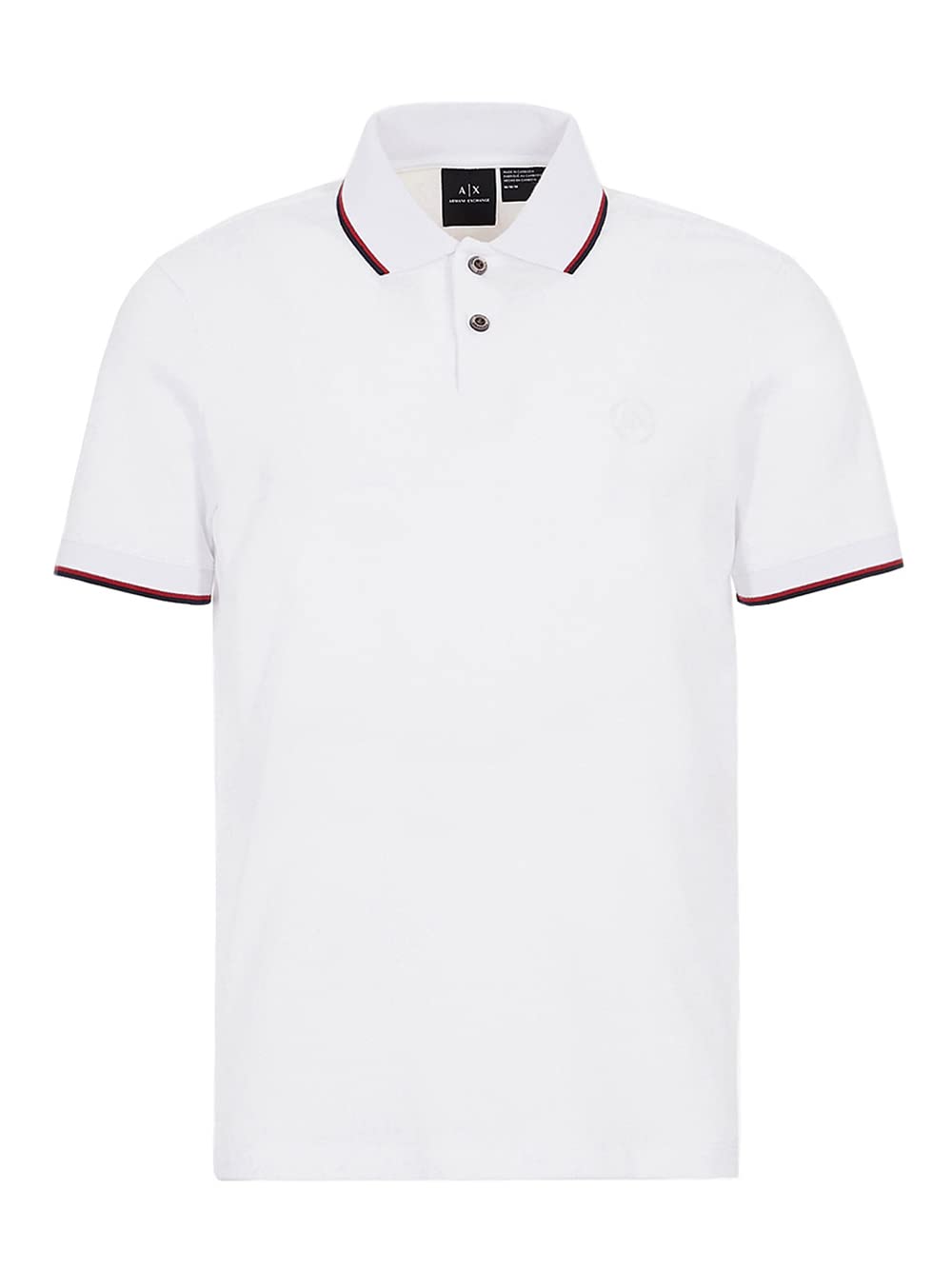 A|X Armani Exchange Men's Short Sleeve Jersey Knit Polo, 1100 White, S