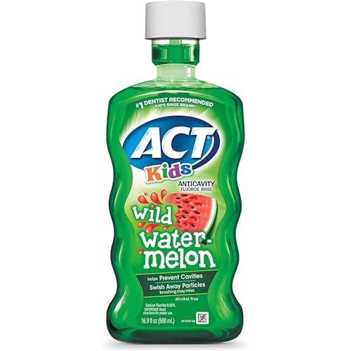 ACT Kids Anticavity Fluoride Rinse, Wild Watermelon, 16.9 Ounce (Pack of 2)