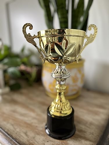 Griffco Supply Metal Cup Trophy in Gold or Silver - Trophy Award, Engraved Corporate Trophy Cup Award (10", 11.5", 13" or 14.5" Tall) - Free Engraved Plate Included (Gold, 8.75" X-Small)