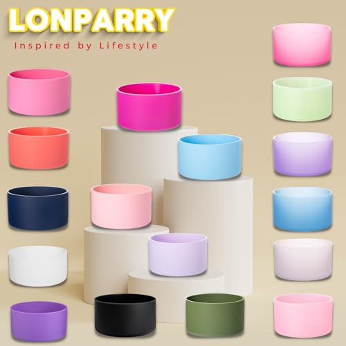 LONPARRY 2-Pack Silicone Boot for Stanley Tumbler 40 30 oz Bottom Sleeve Protector for Stanley Cup Quencher H2.0 & Stanley IceFlow 20oz 30oz | Silicone Anti-Slip Bottom Sleeve Black+Clear