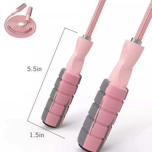 FITMYFAVO Jump Rope Cotton Adjustable Skipping Weighted jumprope for Women，Adult and Children Athletic Fitness Exercise Jumping Rope (Red)