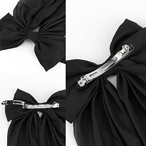 ATODEN Silky Satin Pink Hair Bows 2Pcs Big Hair Bows for Women Hair Ribbons Oversized Long Tail Bow Hair Clips Large Hair Ribbon Barrettes Metal Clips Bowknot Aesthetic Girls Hair Accessories