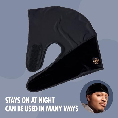 RED Premium Bow Wow X Power Wave Durag, 360 Wave Compression Cap for Men & Women, Adjustable Hook-and-Loop Strap, Stylish & Durable, Ideal for Locs, Braids, Finger Waves (Velvet - Black)