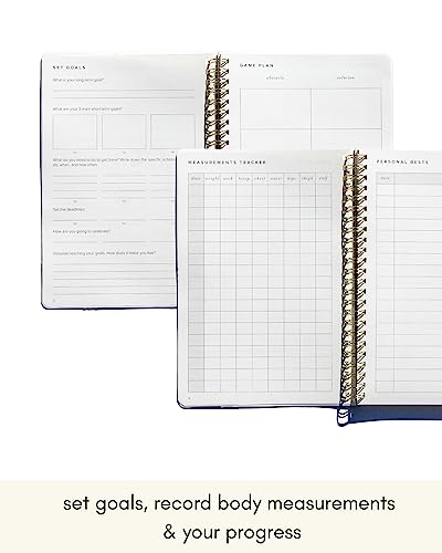 Kunitsa Co. Fitness Journal for Women. Track Workouts, Meals, and Weight Loss. Undated, Fits 120 Workouts (Dusty Blue, 6 x 8.5 in)
