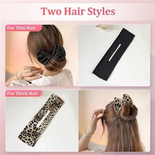 3 Pieces Deft Hair Bun Maker for Twister - Lazy Hair Curler Deft Bun Fashionable Colors Bow Maker, Cute French Twist Easy Bun Hair Bun Maker for Women & Girls Hairstyle (3 PCS (Black, Navy, Khaki))