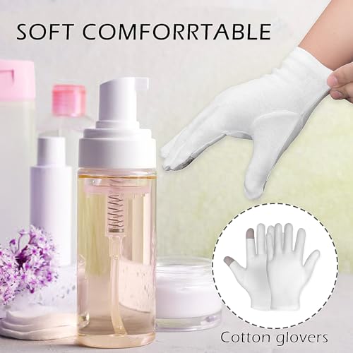 Sibba 3 Pairs Touch Screen Moisturizing Gloves White Cotton Moisturizing Gloves Overnight Bedtime Heal Eczema Sleeping Lotion Hand Spa Treatment Gloves Repair Rough Cracked Dry Chapped Hands Skin