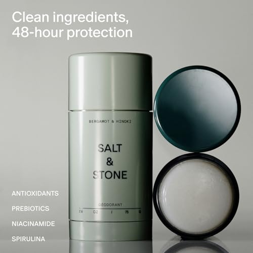 SALT & STONE Gel Deodorant for Women & Men | Bergamot & Hinoki | No Aluminum & No Baking Soda | Free From Parabens, Sulfates & Phthalates (2.6 oz)