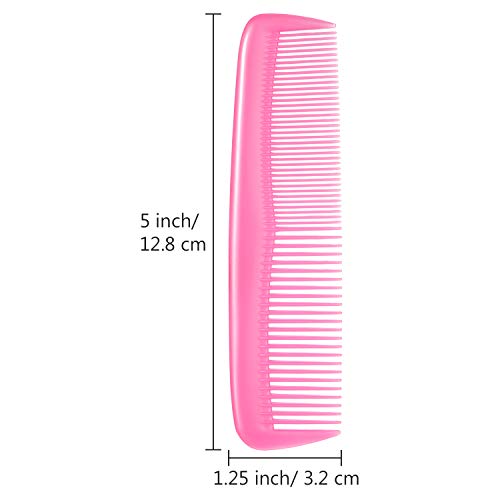 Leinuosen 12 Pieces Hair Combs Set Pocket Plastic Fine Tooth Dressing Comb for Women and Men, Peines Para Cabello(Yellow, Purple, Green, Blue, Red, Pink)