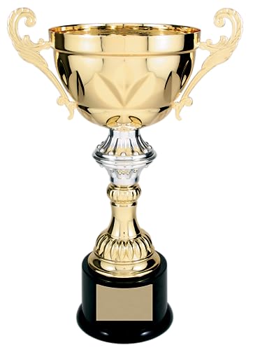 Griffco Supply Metal Cup Trophy in Gold or Silver - Trophy Award, Engraved Corporate Trophy Cup Award (10", 11.5", 13" or 14.5" Tall) - Free Engraved Plate Included (Gold, 8.75" X-Small)