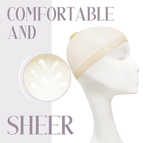 MYKURS HD Wig Cap for Women, Transparent Bald Cap for Lace Front Wigs, Beige 24 PCS