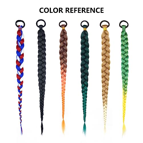 2 Pack Long Braided Ponytail Extension with Hair Tie Straight Wrap Around Hair Extensions Ponytail(6#)