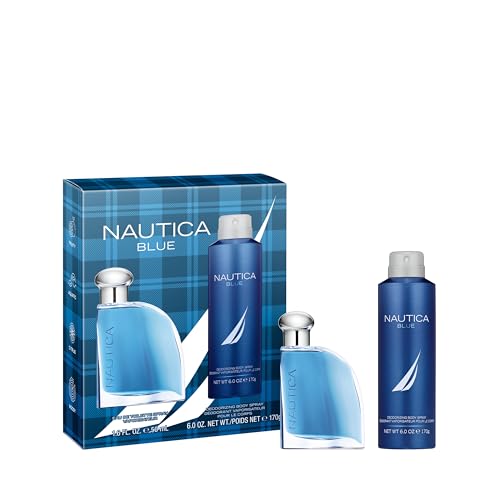 Nautica Blue Eau de Toilette + Deo Body Spray, Notes of Basil, Jasmine, and Cedarwood, Men's Fragrance, Long Lasting, Everyday Fragrance