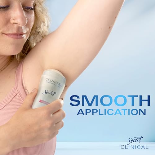 Secret Clinical Strength Antiperspirant Deodorant for Women, 3X Stress Protection, 72hr Sweat & Odor Protection, PH Balancing Minerals, Invisible Solid, Powder Protection Scent, 2.6 oz