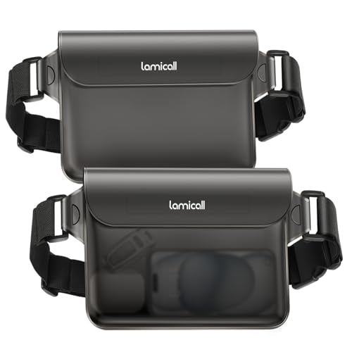 2 Pack Lamicall Waterproof Fanny Packs, Dry Bag Pouch - [Elastic Waist Strap] Phone Waterproof Waist Pouch Dry Bag, Beach, Kayak, Swimming, Boat Essentials, 8.7” for iPhone 15 14 13 Pro/Max, Clear