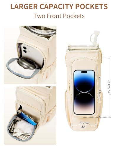 sportsnew Water Bottle Carrier Bag with Phone Pocket for Stanley Brumate era 40oz Insulated Water Bottle Holder Pouch with Strap Water Bottle Bag with Straw Cover for Stanley Cup Accessories