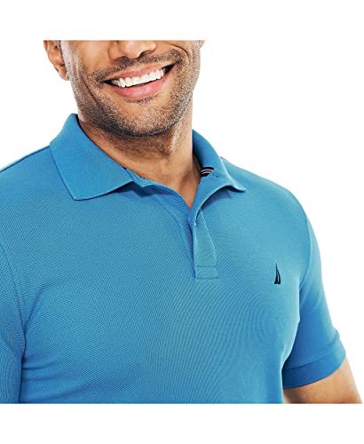 Nautica mens Sustainably Crafted Performance Deck Polo Shirt, Spinner Blue, X-Small US