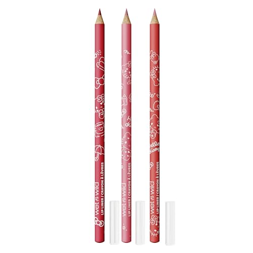 wet n wild Hello Kitty 3-Piece Lip Liner Pencil Set, Lip Defining Silky Smooth Formula, Highly Pigmented Long-Wearing Finish, Cruelty-Free & Vegan
