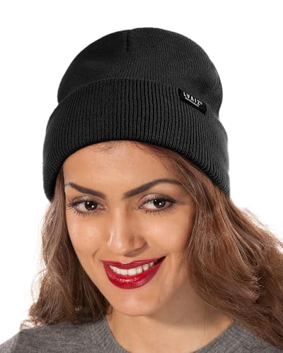 Satin Lined Winter Beanie Hats for Women Knitted Watch Hat with Silk Lining Unisex Solid Skull Cap