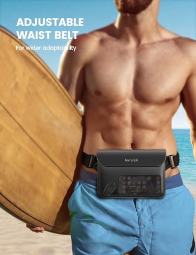 2 Pack Lamicall Waterproof Fanny Packs, Dry Bag Pouch - [Elastic Waist Strap] Phone Waterproof Waist Pouch Dry Bag, Beach, Kayak, Swimming, Boat Essentials, 8.7” for iPhone 15 14 13 Pro/Max, Clear