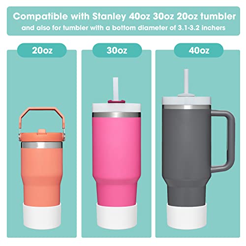 Upgrade 2PCS Protective Silicone Boot Bumper for Stanley Quencher Adventure 40oz 30oz IceFlow 20oz 30oz Tumbler, Water Bottle Bottom Sleeve Cover Accessories for Stanley Mug Cup(Cyan+Blue)