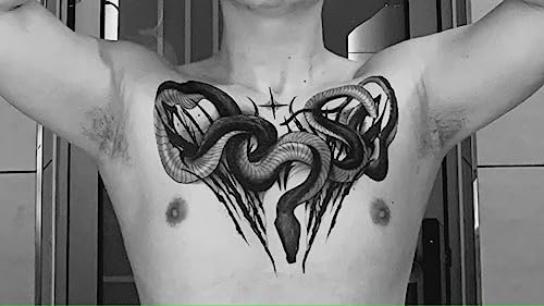 Chest Underboob Art Temporary Tattoos for Men Adult Temporary Neck Long Lasting Temp Realistic Fake Unique Tattoo