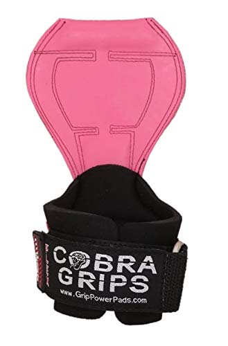 2018 Cobra Grips Flex Model Weight Lifting Gloves Heavy Duty Straps Alternative Power Lifting Hooks Best for Deadlifts with Padded Wrist Wrap Support Bodybuilding (Large, Pink Rubber)