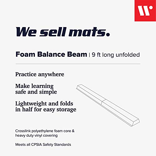 We Sell Mats 9 ft Folding Foam Balance Beam Bar, Portable Gymnastics Equipment for Gymnast, Children or Cheerleaders, Blue