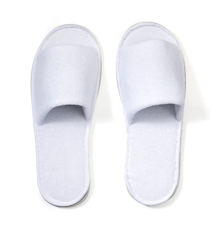 World Amenities | Premium Spa Slippers Bulk Unisex | Open Toe, Individually Wrapped | Hotel Slippers Travel Amenities Ultra Soft, Disposable Guest Slippers