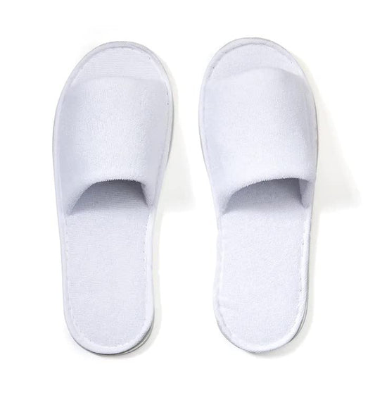 World Amenities | Premium Spa Slippers Bulk Unisex | Open Toe, Individually Wrapped | Hotel Slippers Travel Amenities Ultra Soft, Disposable Guest Slippers