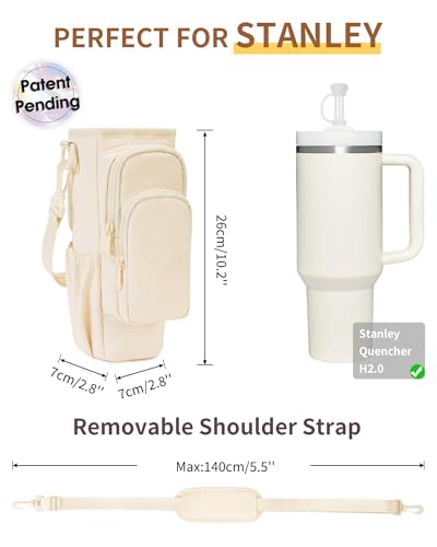 sportsnew Water Bottle Carrier Bag with Phone Pocket for Stanley Brumate era 40oz Insulated Water Bottle Holder Pouch with Strap Water Bottle Bag with Straw Cover for Stanley Cup Accessories