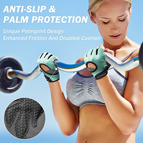 LIFECT Freedom Workout Gloves, Knuckle Weight Lifting Shorty Fingerless Gloves with Curved Open Back, for Powerlifting, Gym, Women and Men (Aqua, X-Small)