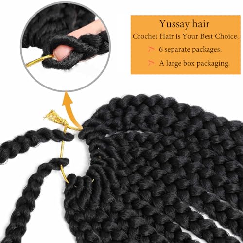 Crochet Box Braids 6 Packs 144 Strands 14 Inch Goddess Box Braids Crochet Hair Pre looped Crochet Hair 3x Crochet Braids for Black Women (14 Inch 1B)