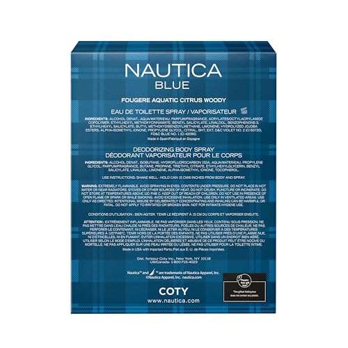Nautica Blue Eau de Toilette + Deo Body Spray, Notes of Basil, Jasmine, and Cedarwood, Men's Fragrance, Long Lasting, Everyday Fragrance