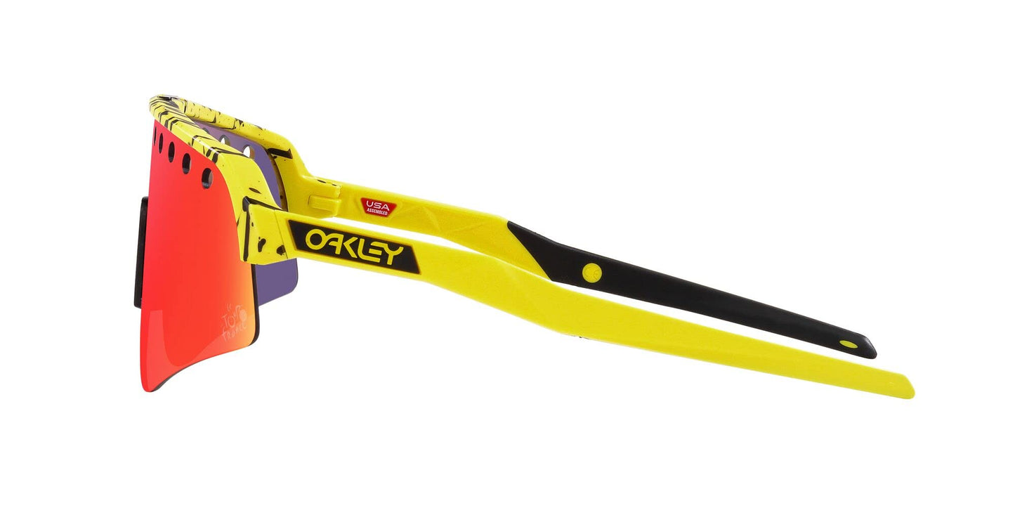 Oakley Men's OO9465 Sutro Lite Sweep Rectangular Sunglasses, TDF Splatter/Prizm Road, 39 mm