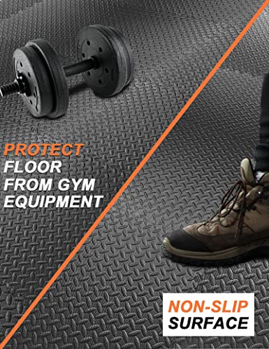 innhom Gym Flooring Gym Mats Exercise Mat for Floor Workout Mat Foam Floor Tiles for Home Gym Equipment Garage, 12 Black