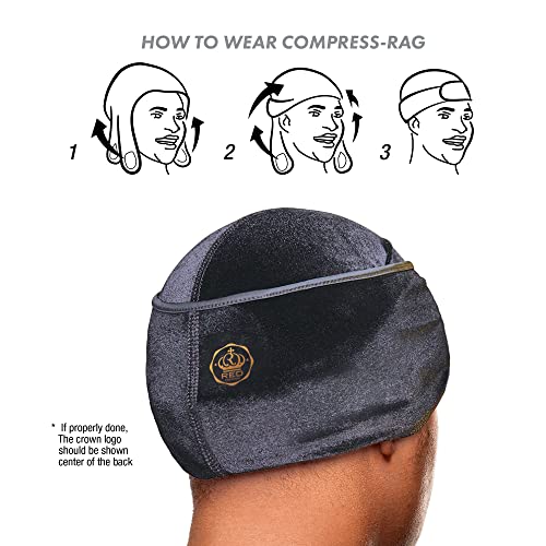 RED Premium Bow Wow X Power Wave Durag, 360 Wave Compression Cap for Men & Women, Adjustable Hook-and-Loop Strap, Stylish & Durable, Ideal for Locs, Braids, Finger Waves (Velvet - Charcoal Gray)